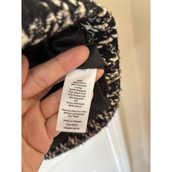 Talbots faux fur collar down puffer tweed vest sz large - Picture 7 of 13